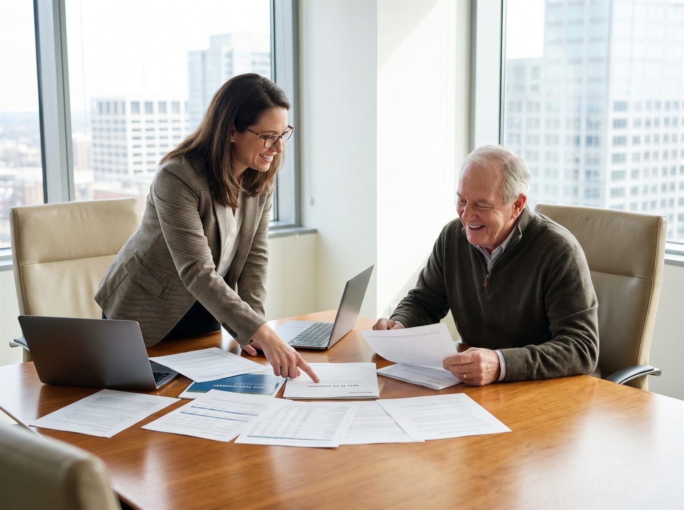 Advisor reviewing a plan with a client
